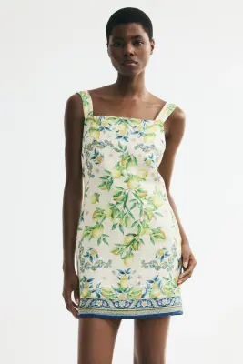 Robe sans manches avec dos ouvert - Crème/citrons — photo 1