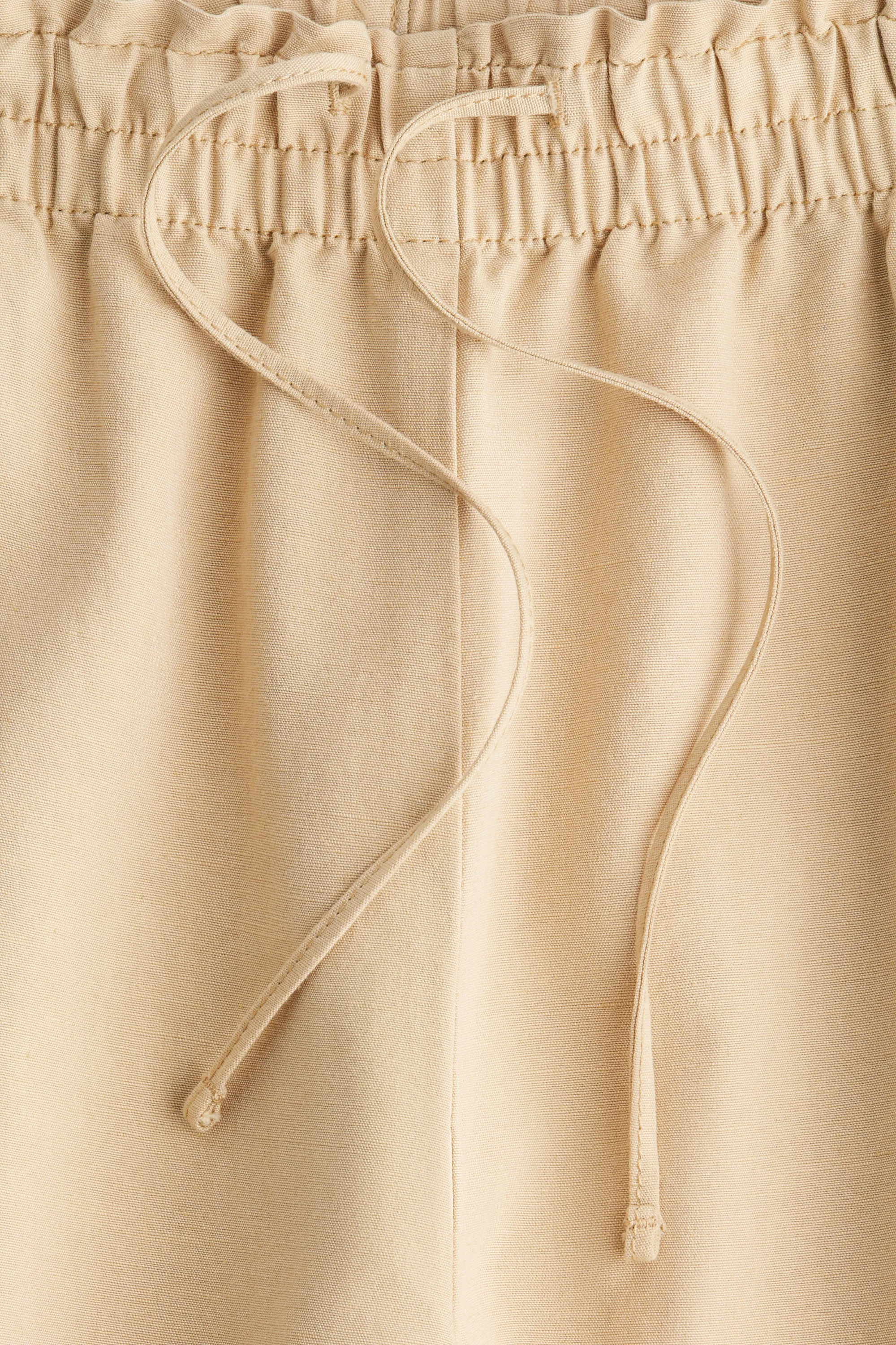 Pantalon Cropped en lin mélangé - Beige