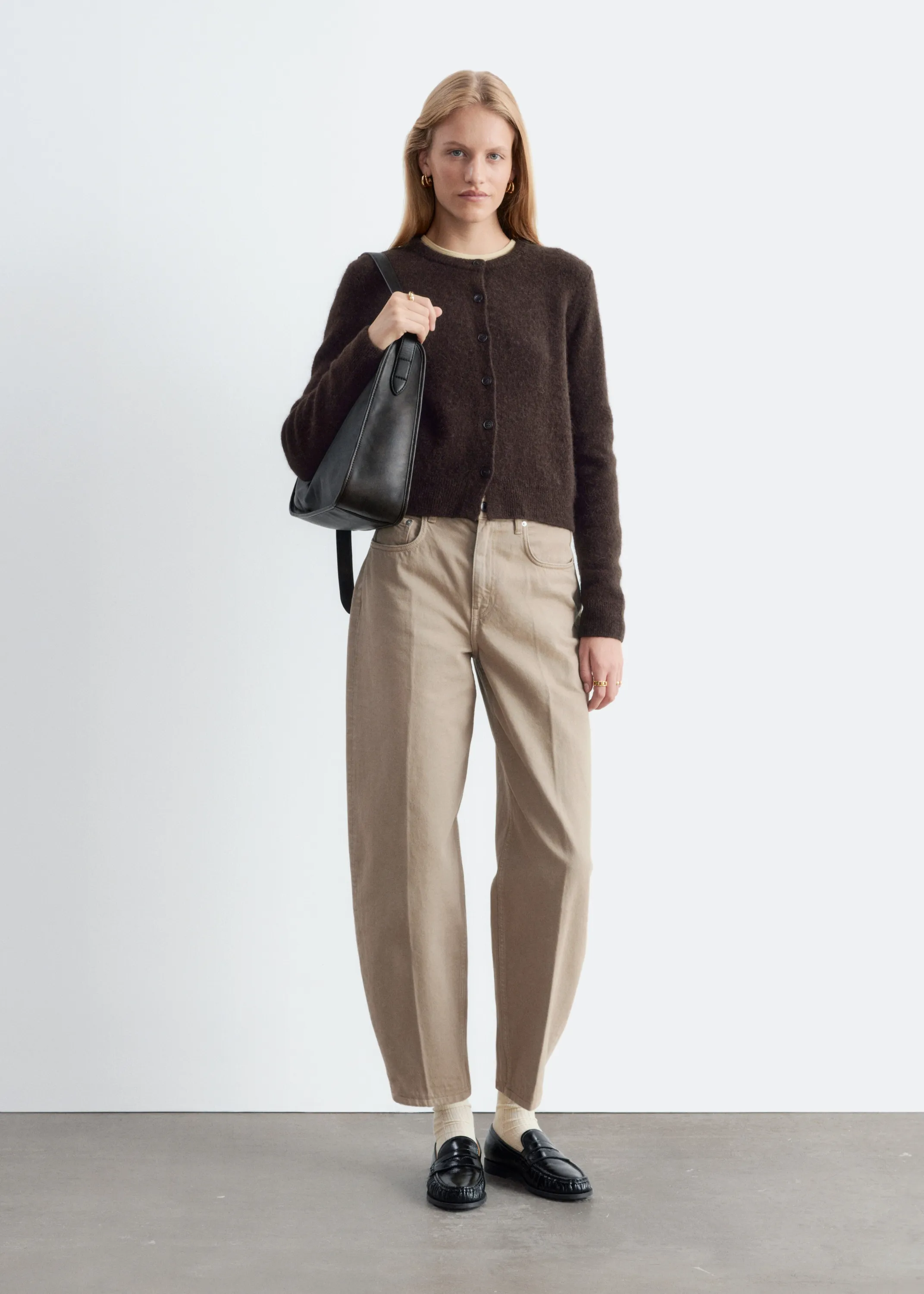 Cardigan en alpaga mélangé - Marron foncé
