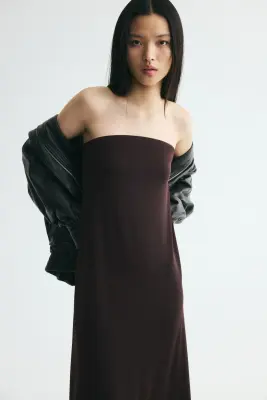 Robe bandeau maxi - Marron foncé — photo 1