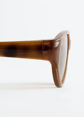 Lunettes de soleil ovales œil-de-chat - Beige — photo 4