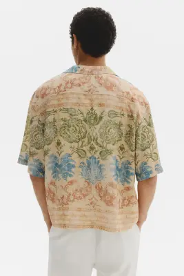Regular Fit Patterned resort shirt - Beige ancien/fleuri — photo 3