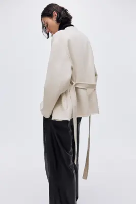 Manteau fait main en laine mélangée - Beige clair — photo 2