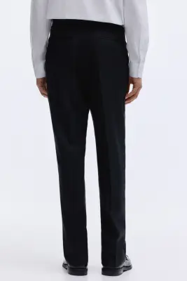 Pantalon de smoking Regular Fit en laine mélangée - Noir — photo 4