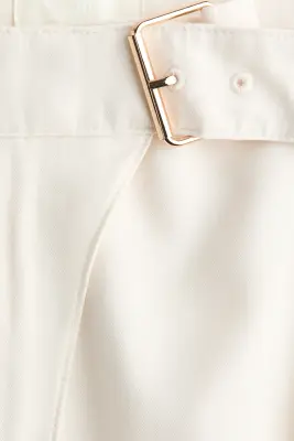 Pantalon droit avec ceinture - Crème — photo 3