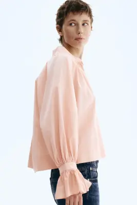 Blouse en popeline de coton - Rose poudré — photo 3