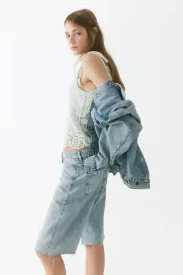 Short Bermuda en denim - Bleu denim clair — photo 4