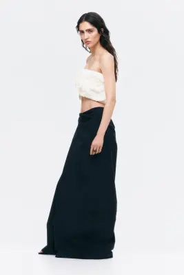 Crop top bandeau volanté - Crème — photo 2