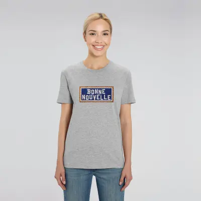 T-SHIRT COTON BIO BRODÉ - BONNE NOUVELLE - GRIS — photo 3