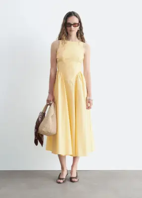 Robe midi avec liens au dos - Jaune — photo 2