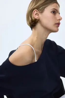 Sweat épaules nues - Bleu marine — photo 3