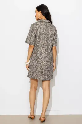 Robe courte léopard en toile — photo 4