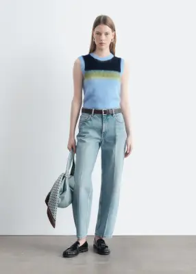 Débardeur en maille de mohair mélangé - Bleu clair/Multicolore — photo 1