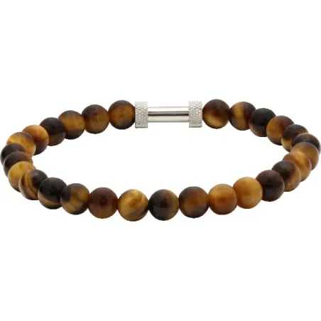 ROCHET - Bracelet Zen perles Ø6mm quartz oeil de tigre / acier moleté B266003