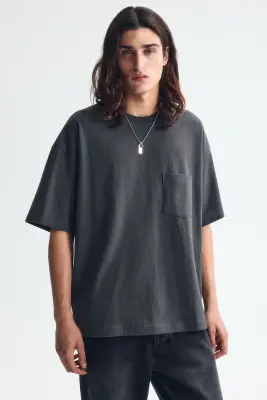 T-shirt Oversized Fit en coton - Gris foncé — photo 2