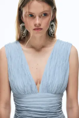 Robe sans manches froissée - Bleu ancien clair — photo 2