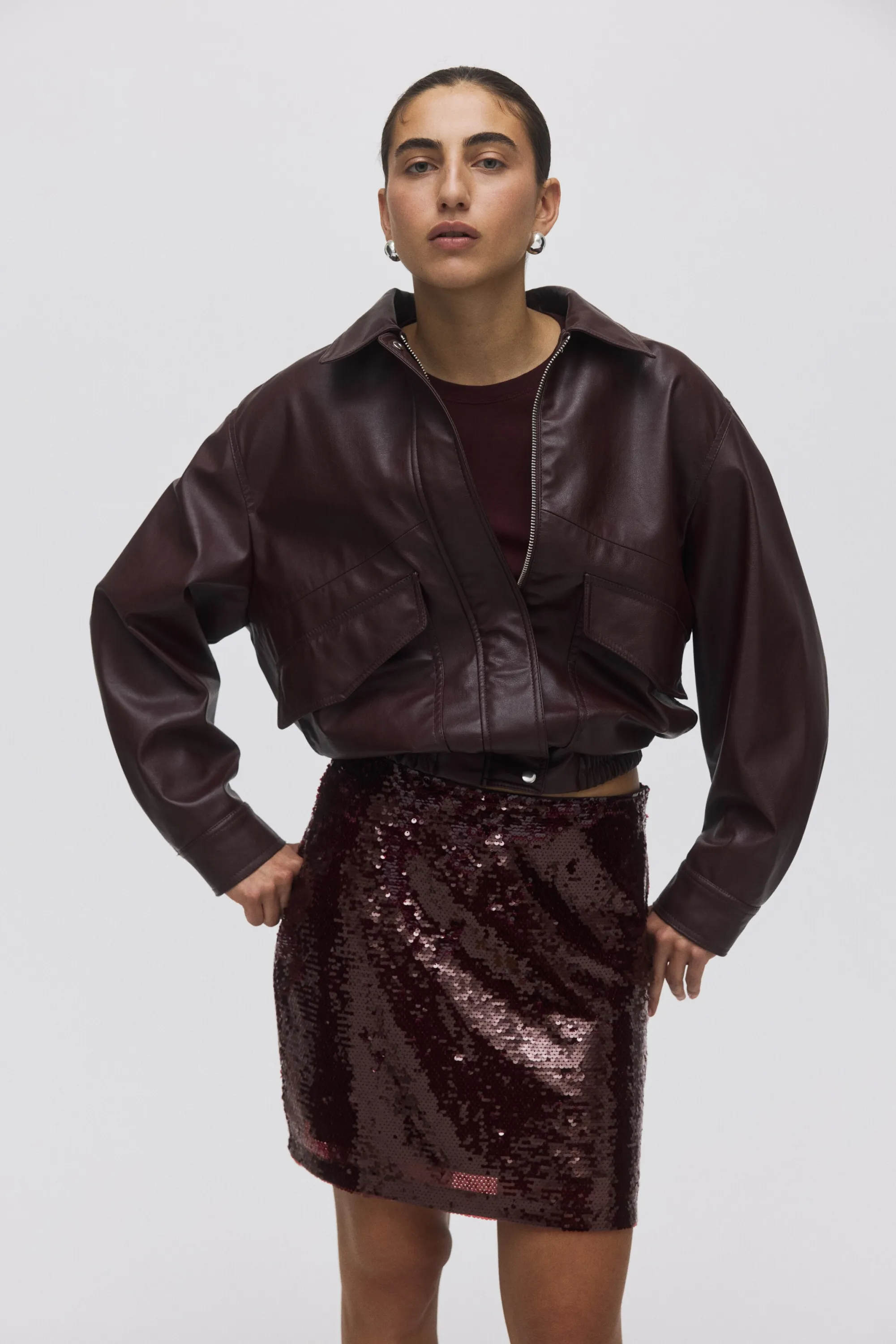 Jupe à sequins - Bordeaux