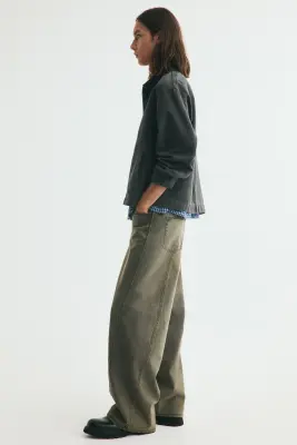 Jean Loose Wide à coutures tournantes - Vert denim — photo 4
