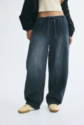 Pantalon barrel - Bleu denim foncé — photo 1