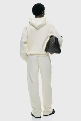 Veste à capuche zippée Loose Fit en jersey - Crème — photo 4