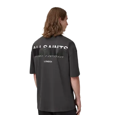 ALLSAINTS Redact Oversized Embroidered Logo T-Shirt Washed Black — photo 2
