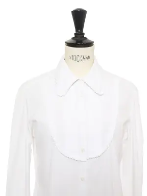 Chemise manches longues en coton blanc avec plastron Prix boutique 1250€ Taille 34 — photo 5