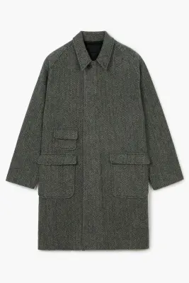 Manteau Balmacaan en laine - Chevron — photo 1