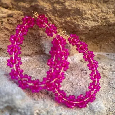 Boucles d'oreilles Fleurs Fuchsia — photo 1