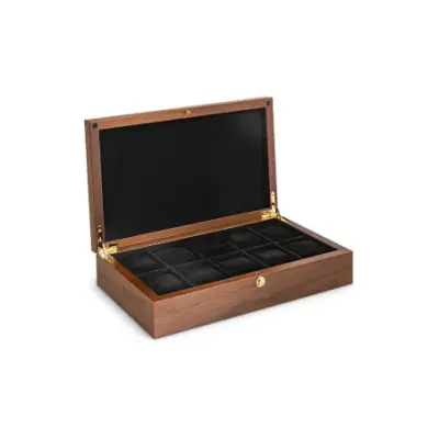 BOITE A MONTRE, Coffret 10 montres placage en noyer mat 309367