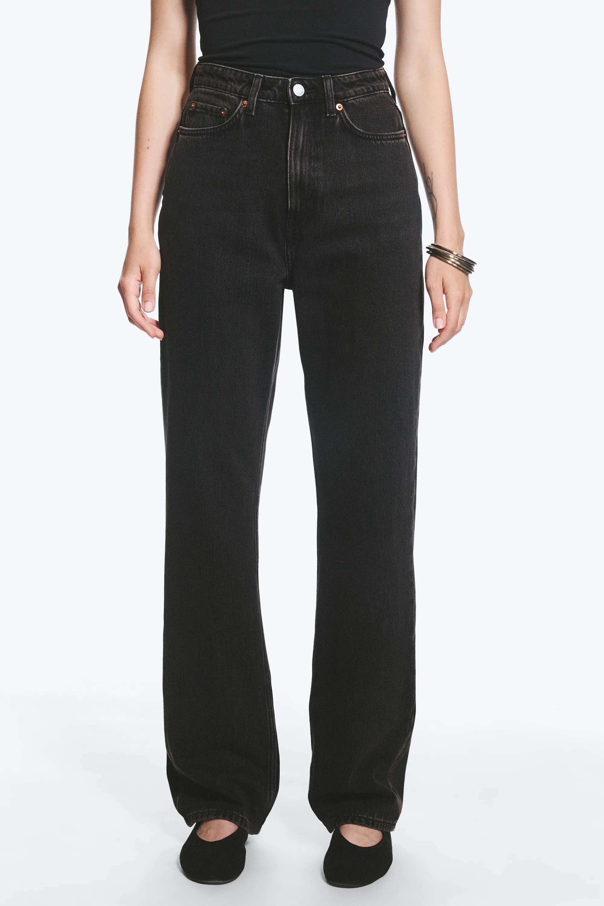 Jean droit standard taille très haute Rowe - Echo Black - Noir