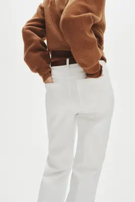 Pantalon évasé en twill - Blanc — photo 3