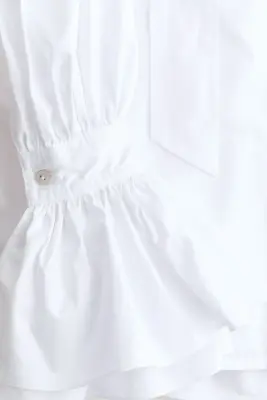 Chemise en coton avec nœud - Blanc — photo 4