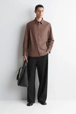 CHEMISE DÉCONTRACTÉE EN SERGÉ - ROUGE ARGILE — photo 1