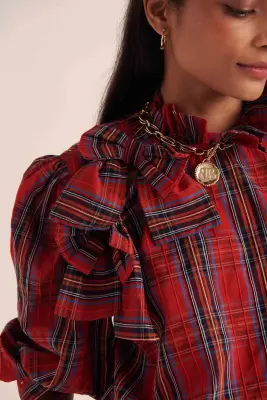 Blouse Diana tartan rouge — photo 3
