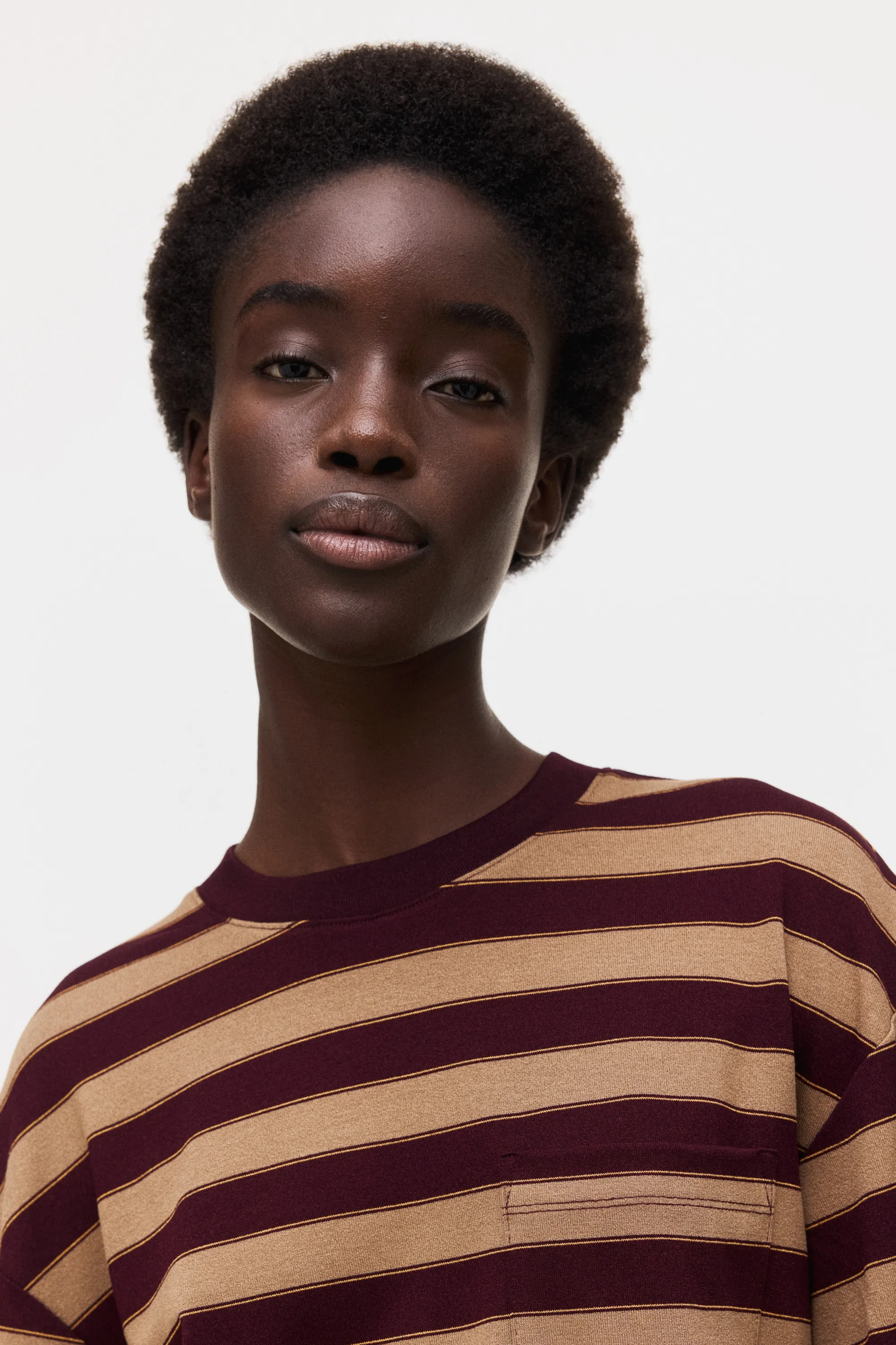 Top avec poche - Bordeaux/rayé