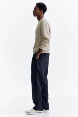 Pantalon Regular Fit en lin - Bleu marine — photo 3