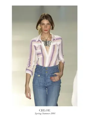 Jean flare taille haute ceinture tressée en coton bleu moyen Px boutique 550€ Taille 36 — photo 3
