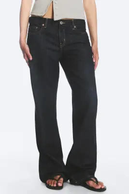 Jean bootcut ample taille basse Aura - Blue Rinse – Bleu foncé — photo 2