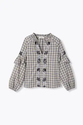 Blouse brodée à volants Femme