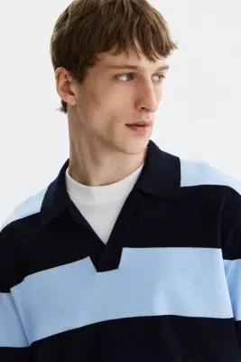 Polo Loose Fit - Bleu marine/rayé — photo 2