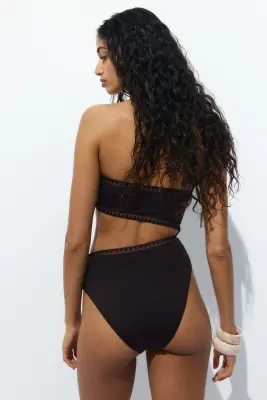 Maillot de bain bandeau paddé High Leg - Marron foncé — photo 2