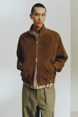Veste en cuir velours - Marron clair — photo 2