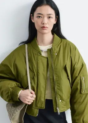 Veste style bomber courte - Vert — photo 2