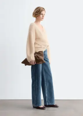Pull croisé devant en mohair mélangé - Beige — photo 3