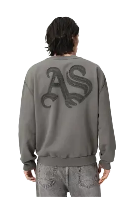 ALLSAINTS Insignia Crew Neck Cotton Sweatshirt Washed Black — photo 2