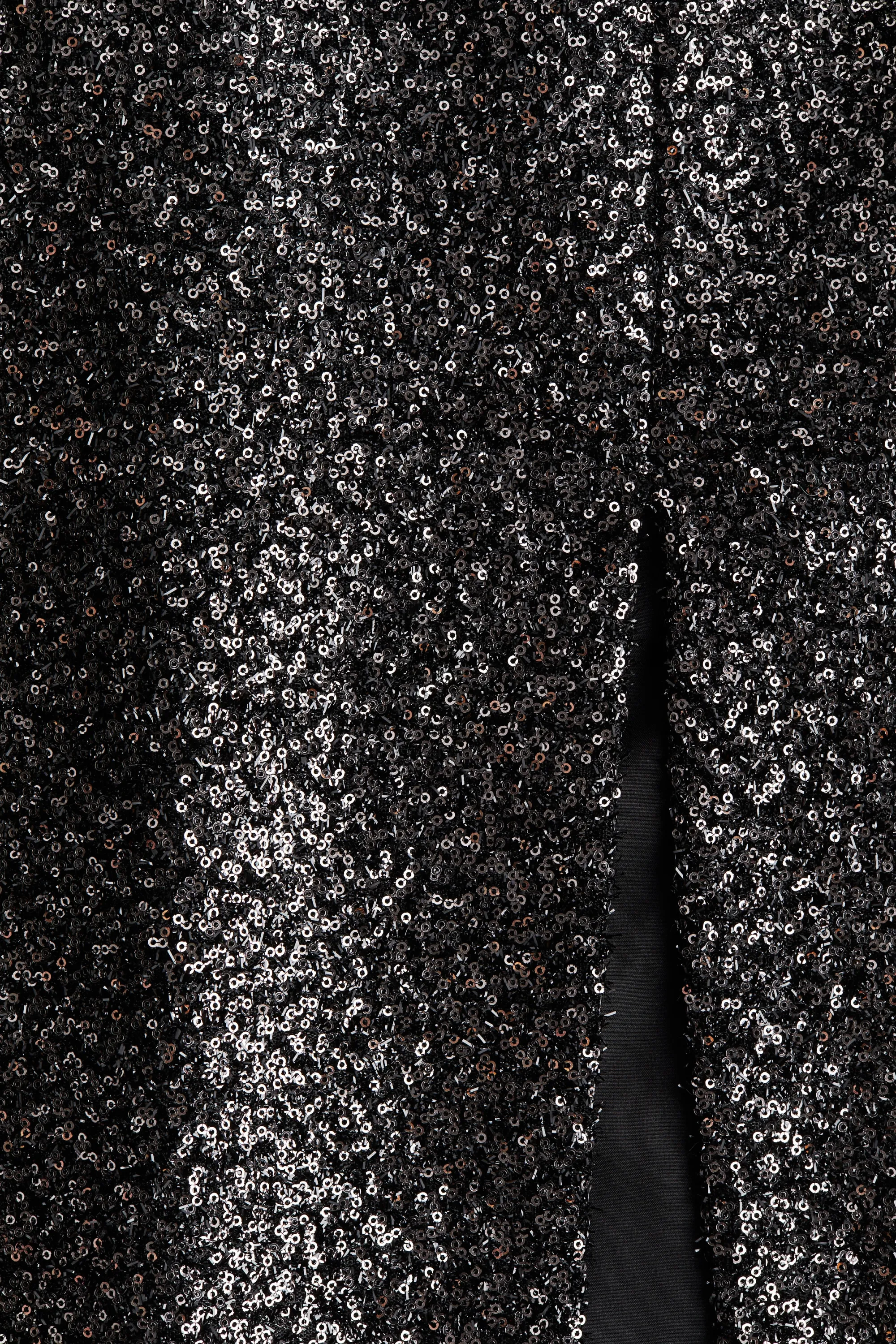 Jupe midi à sequins - Noir/argenté