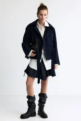 Manteau court à fermeture croisée - Bleu marine — photo 2
