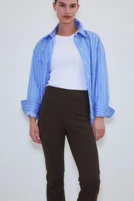 Pantalon évasé Four-way Stretch - Marron foncé — photo 1