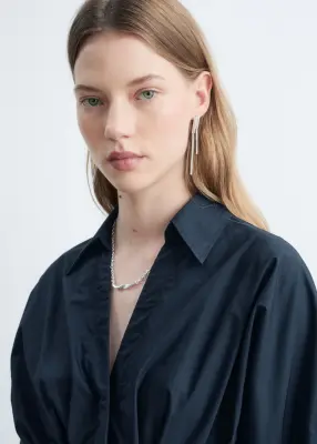 Chemise ajustée en coton - Bleu foncé — photo 5