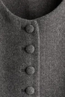Blazer sans col - Gris foncé chiné — photo 5